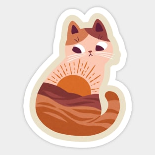 Boho Sun Cat Sticker